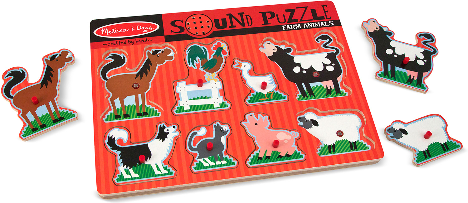 Djeco Sound puzzle - the farm - 5 pieces - Puzzles123