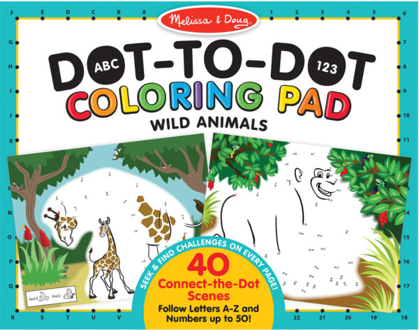 ABC 123 Dot-to-Dot Coloring Pad - Wild Animals