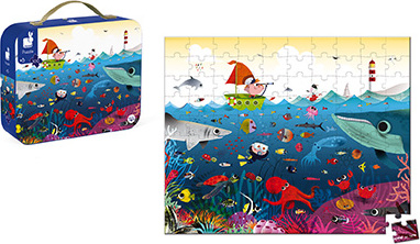 Round Suitcase - 100 Pcs Puzzle "Underwater World"