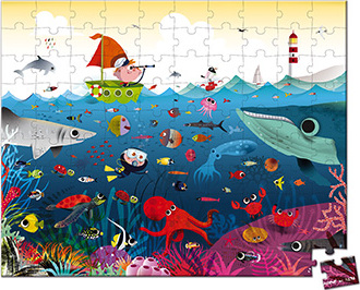 Round Suitcase - 100 Pcs Puzzle "Underwater World"