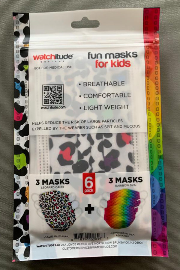 6 Pack Kids Mask - Leopard Camo + Rainbow Skin