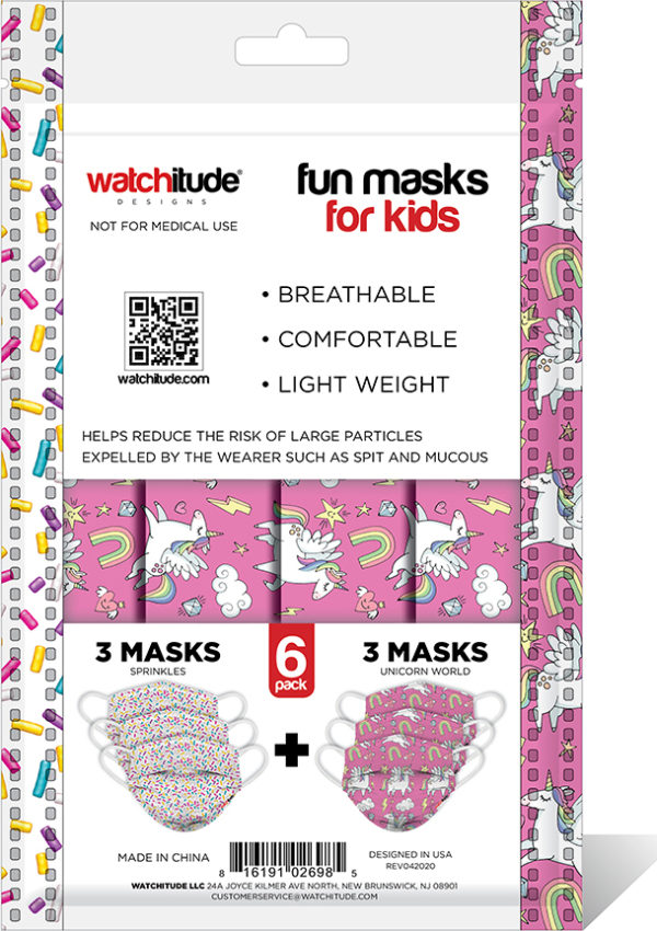 6 Pack Kids Mask - Sprinkles + Unicorn World