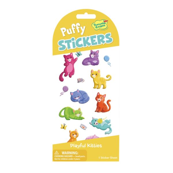 Puffy Playful Kitties Stickers