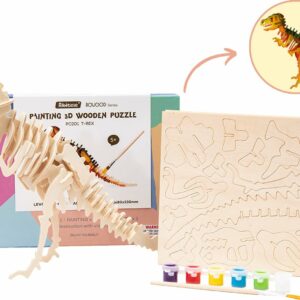 3D Wooden Puzzle Paint Kit - T-Rex