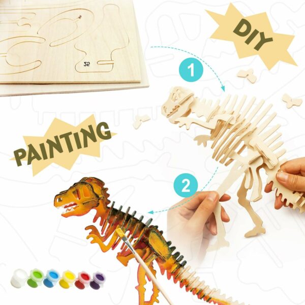 3D Wooden Puzzle Paint Kit - T-Rex