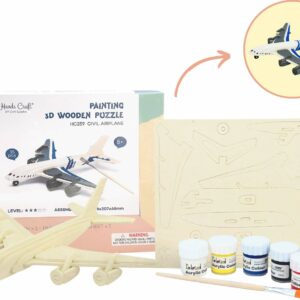 3D Wooden Puzzle Paint Kit - Civil Airplane