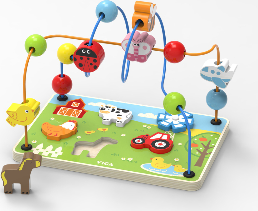 Farm wooden bead maze for toddlers Ruckus & Glee