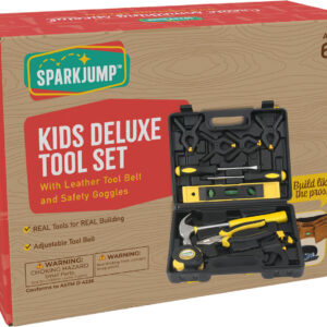 Kids Deluxe Tool Set with Leather Tool Belt & Safety Goggles