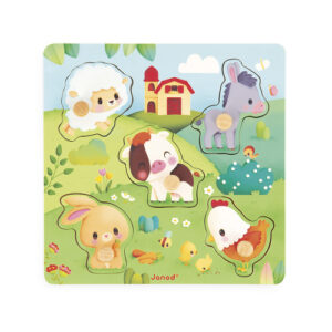 Janod Farm Tactile wooden peg puzzle