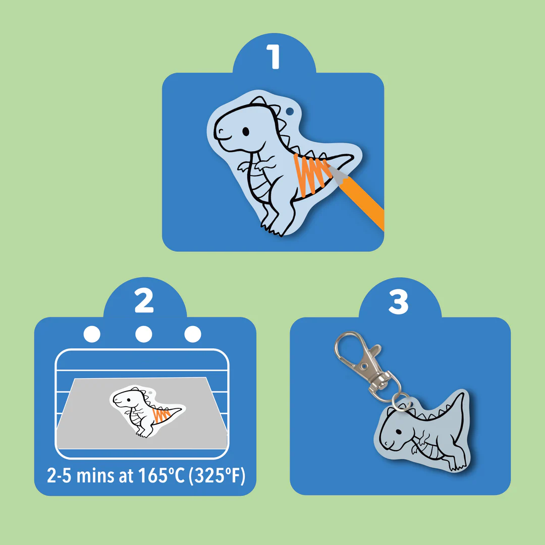 Shrinkorama - Bag Tags - Dino Shrinky Dink Art Kit Tiger Tribe