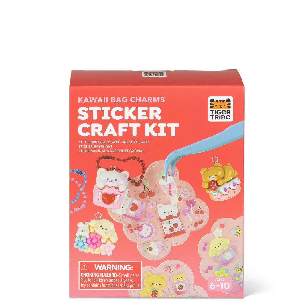 Sticker Craft Kit - Kawaii Bag Charms Tiger Tribe Arts and Crafts Kit