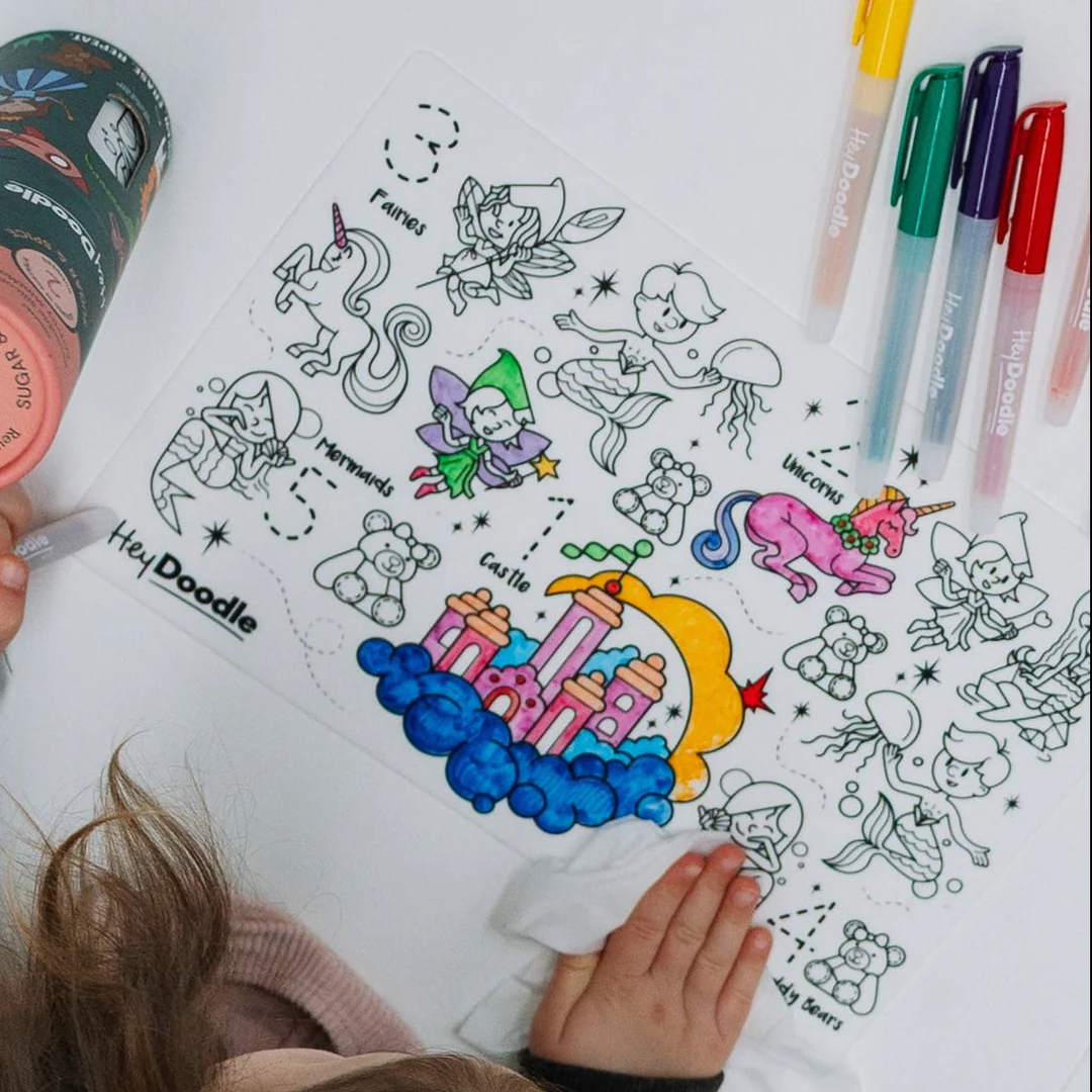 Sugar & Spice Mini Coloring & Doodle Mat Hey Doodle Reusable Coloring Mat
