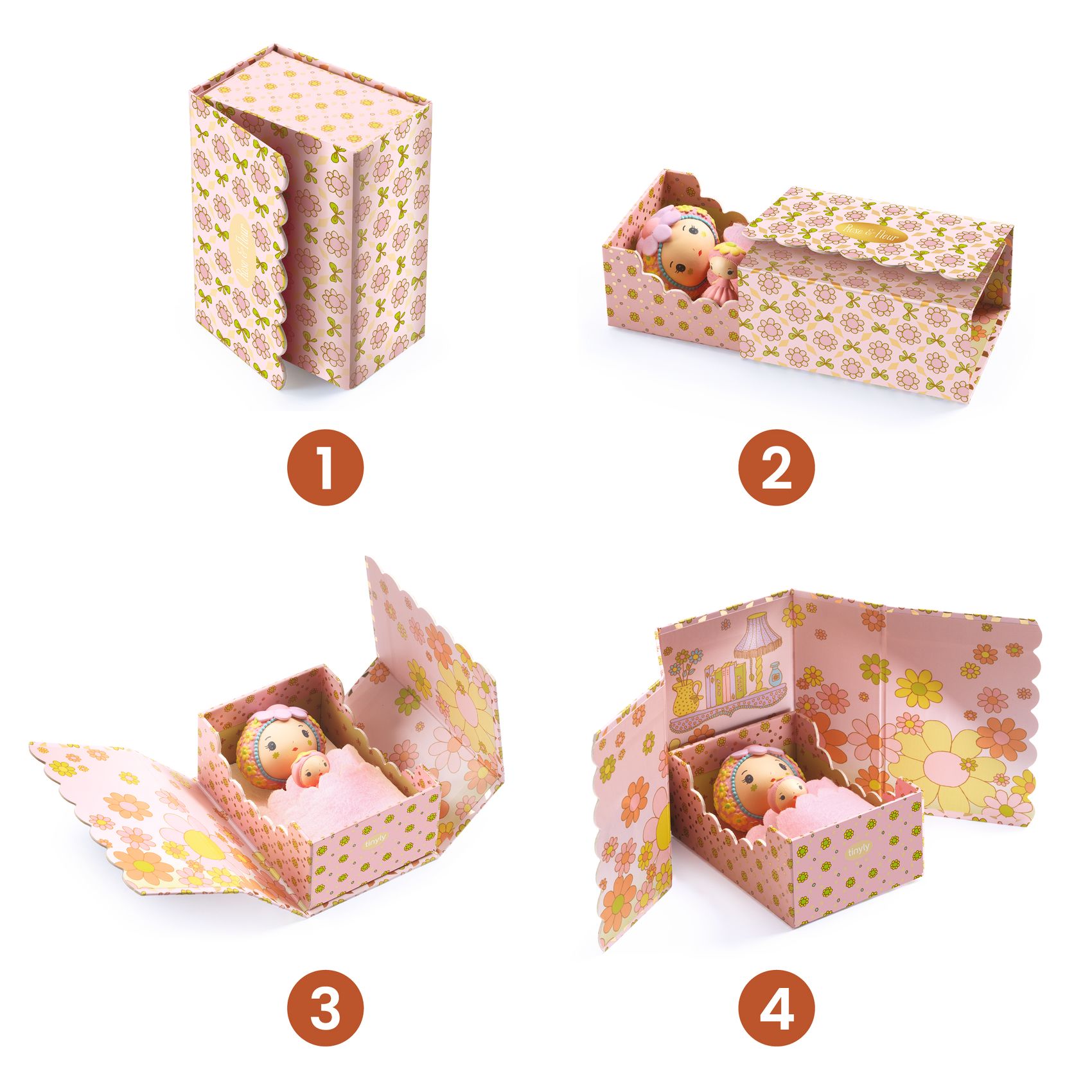 Tinyly Rose Tinyroom Collectible Doll and Companion Figurine and Room Set DJECO