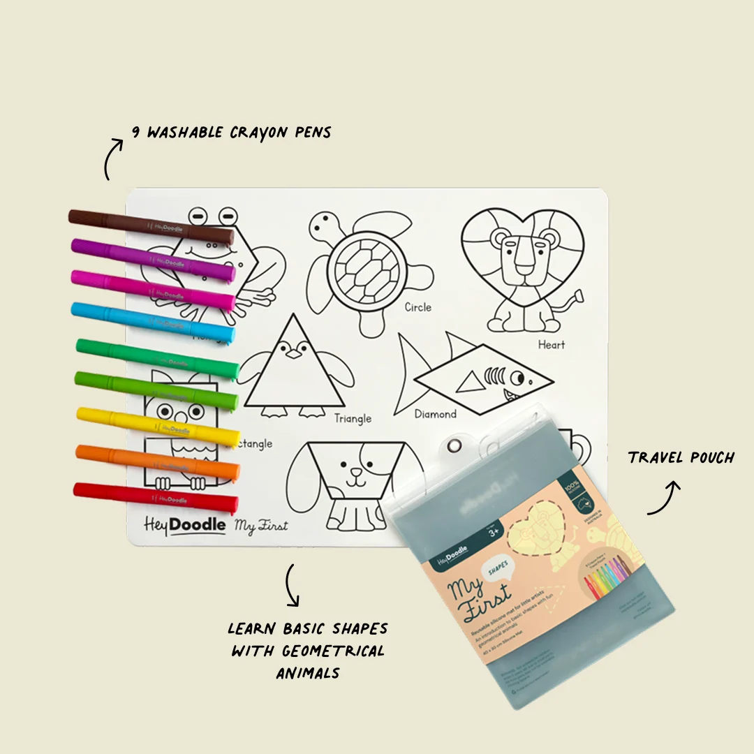My First Shapes Coloring & Doodle Mat Silicone Coloring Mat Art Kit Hey Doodle