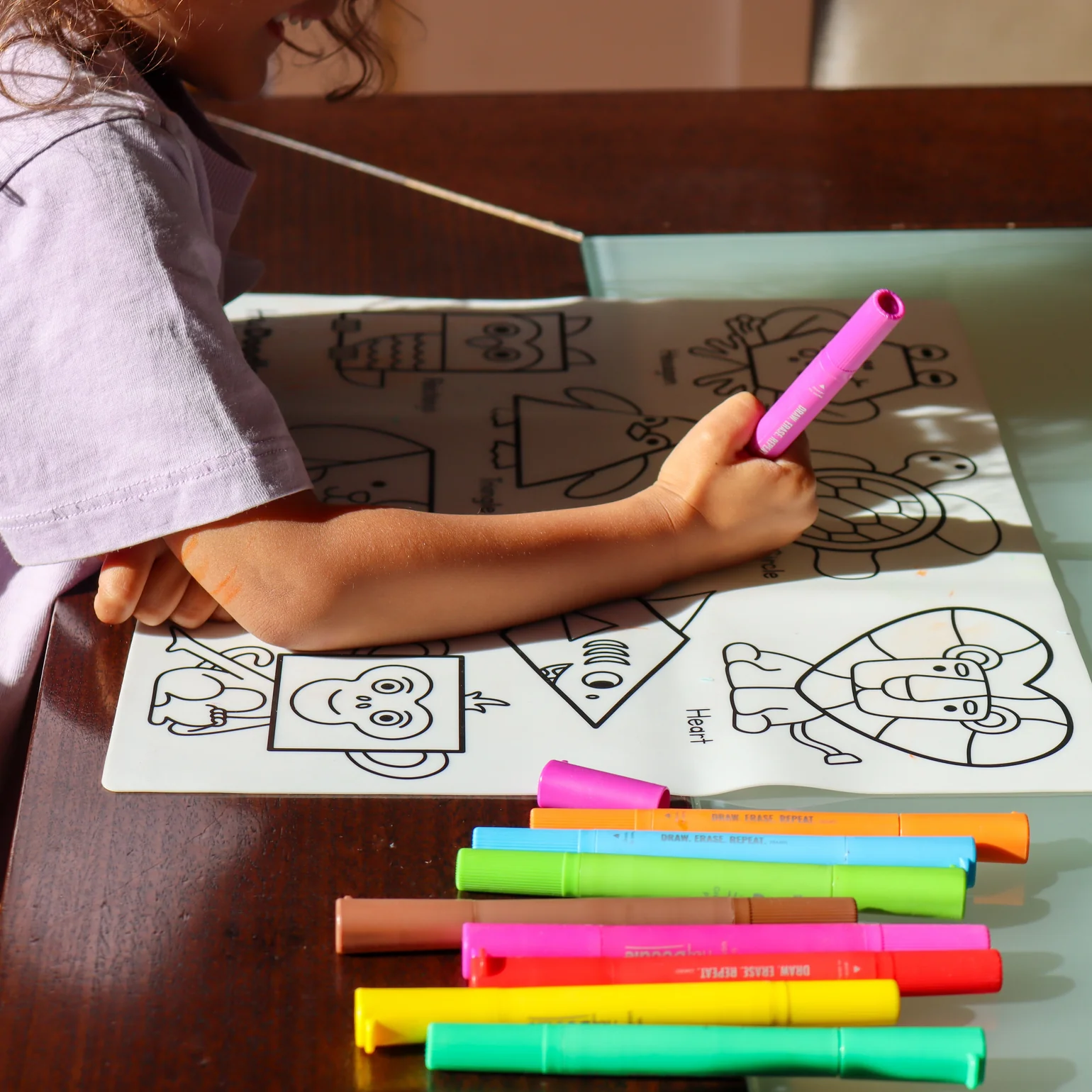 My First Shapes Coloring & Doodle Mat Silicone Coloring Mat Art Kit Hey Doodle