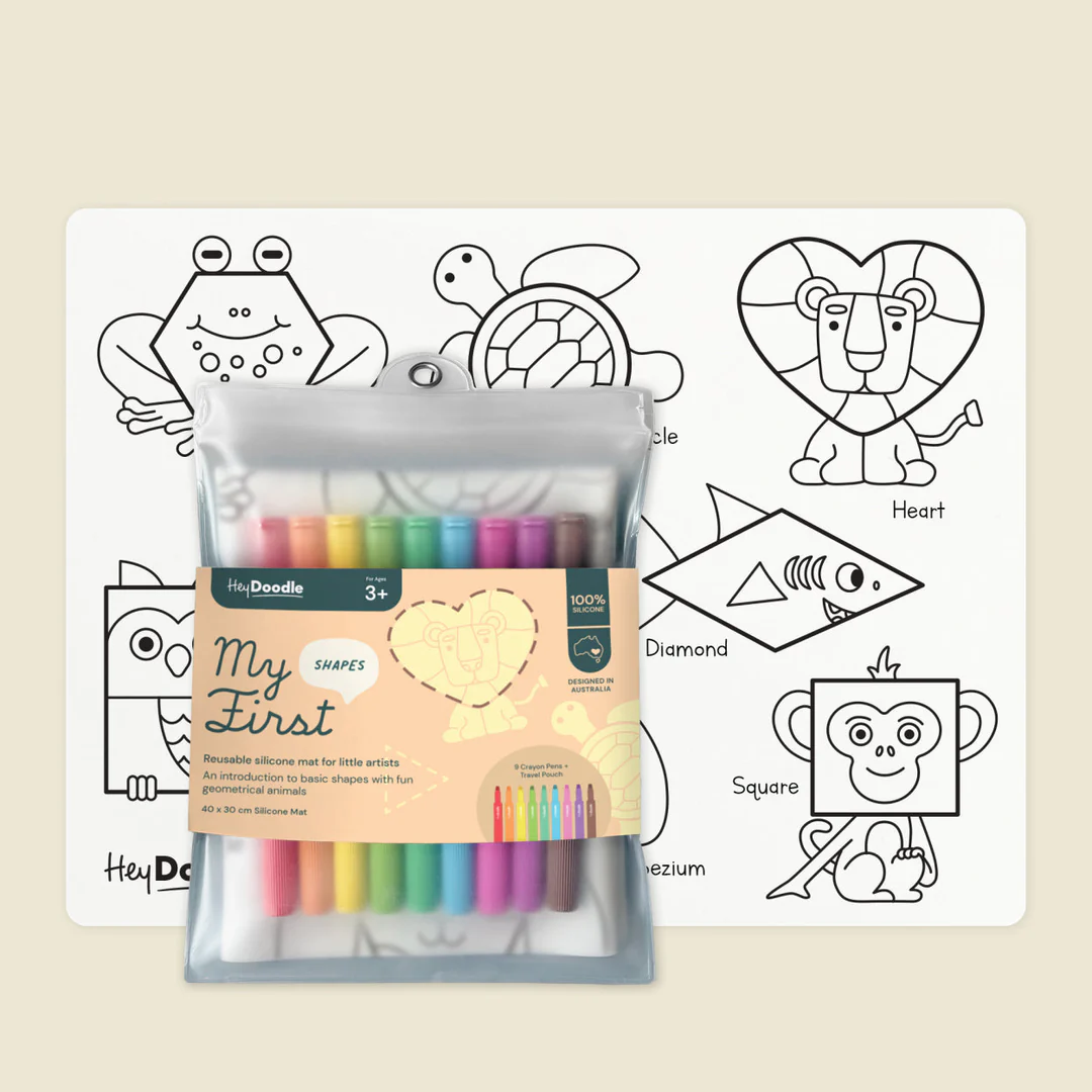 My First Shapes Coloring & Doodle Mat Silicone Coloring Mat Art Kit Hey Doodle