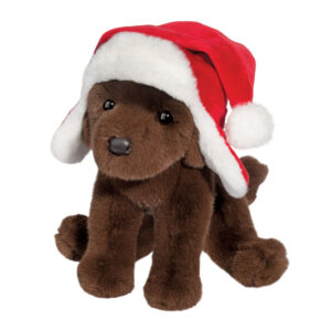 Chocolate Lab with Santa Bomber Hat Douglas Toys Holiday Plush