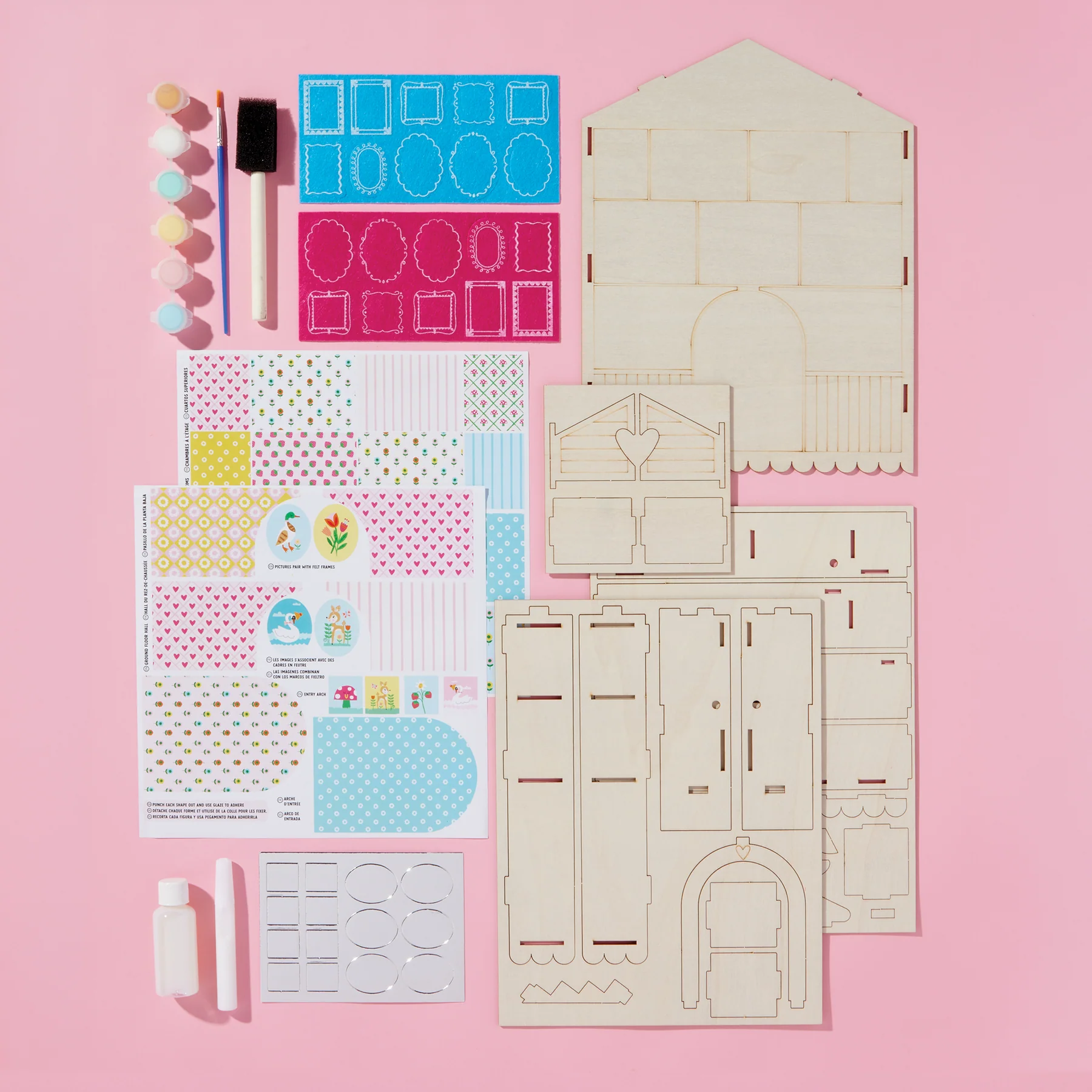 DIY Curio Cottage Craft Kit Pieces and Box Contents
