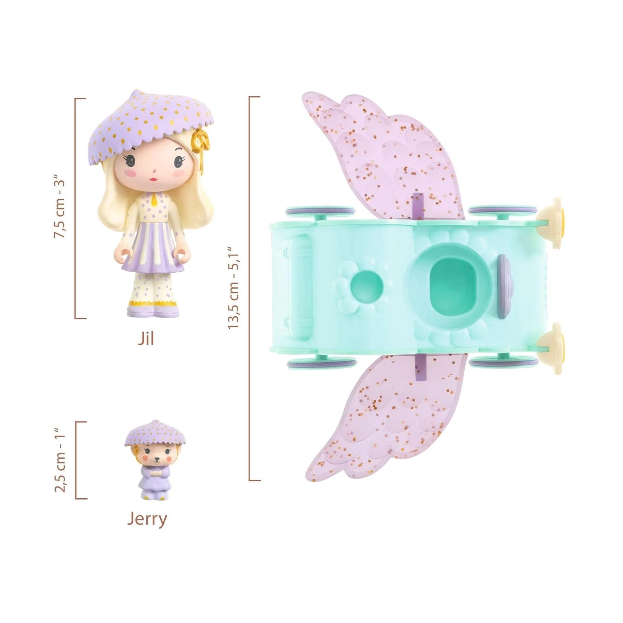 DJECO Tinyly Figurines Jil and Jerry Tinycar