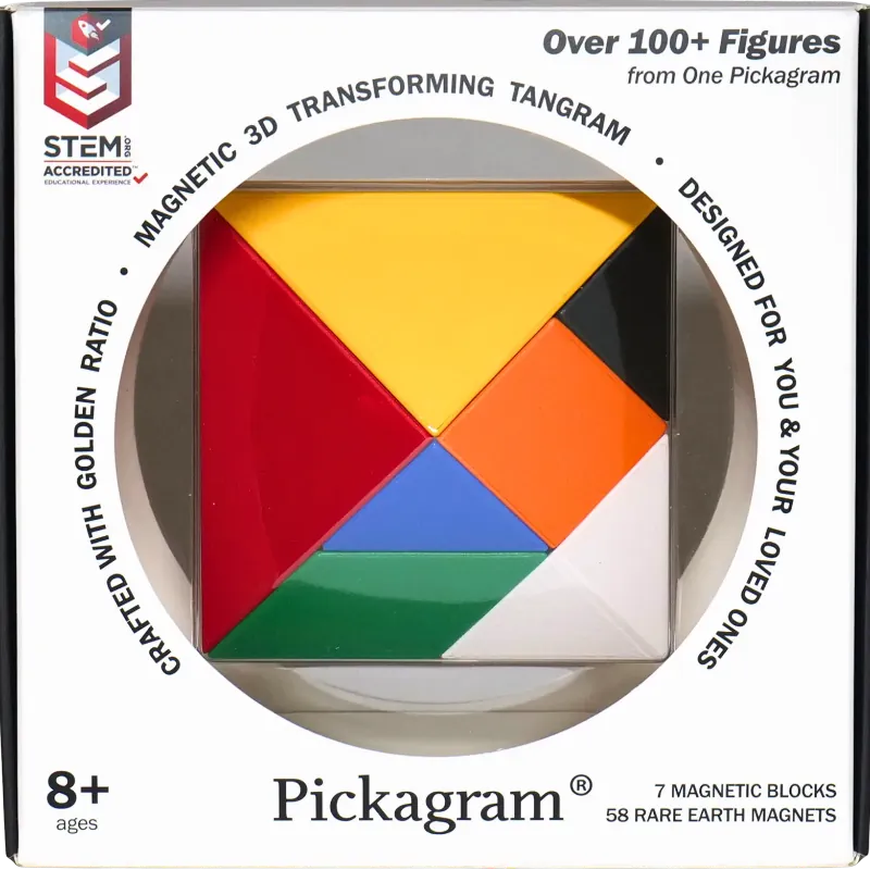 Pickagram Magnetic 3D Art Puzzle - Random Color Mix Tanagram Puzzle for all ages